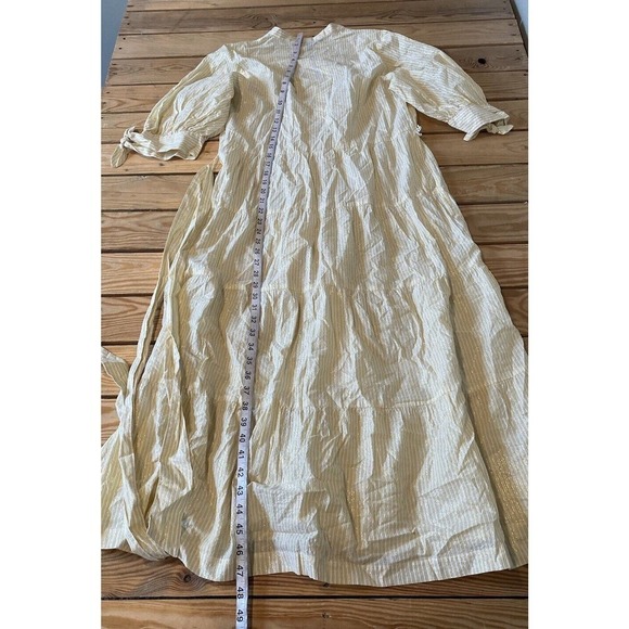 Gap Striped 1/2 Button Midi Dress Size Medium Women’s Yellow - Picture 5 of 7